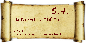Stefanovits Alán névjegykártya